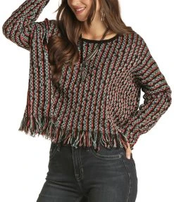 Frayed Multi-Color Sweater #46-1172