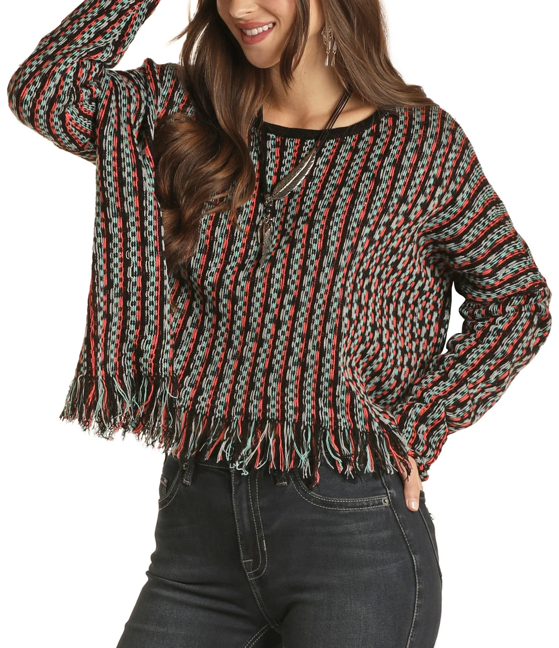 Frayed Multi-Color Sweater #46-1172 1 Frayed Multi-Color Sweater #46-1172