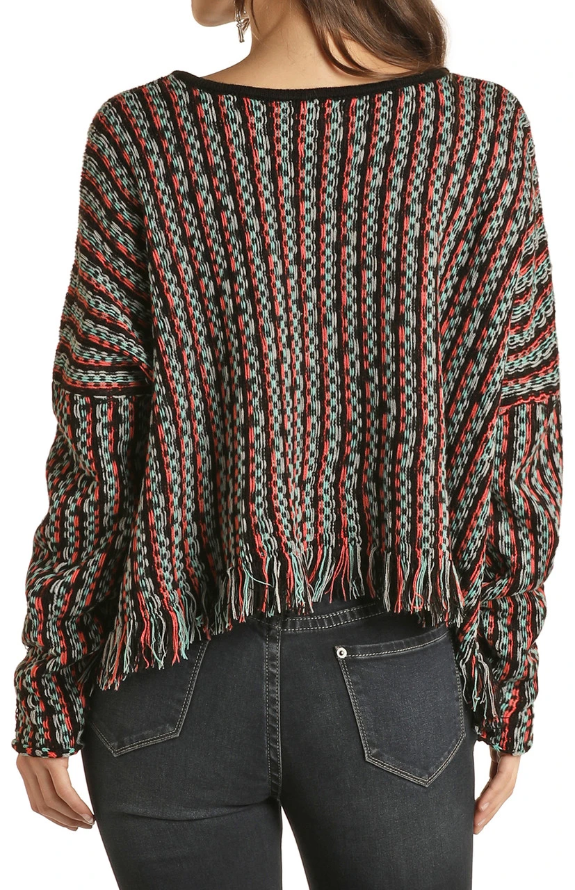 Frayed Multi-Color Sweater #46-1172 2 Frayed Multi-Color Sweater #46-1172 - Image 2