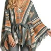 Aztec Knitted Poncho#46-2349