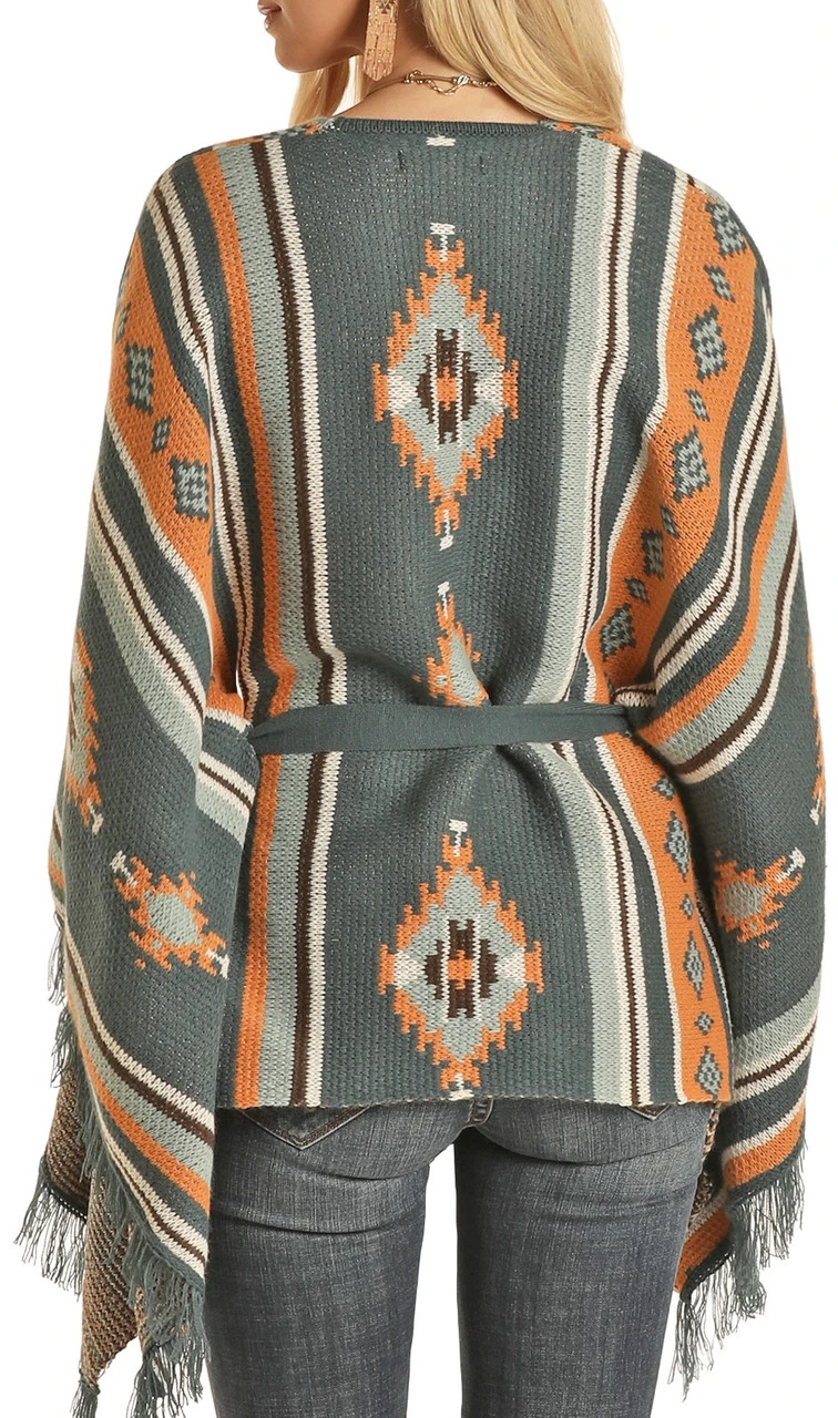 Aztec Knitted Poncho#46-2349 2 Aztec Knitted Poncho#46-2349 - Image 2