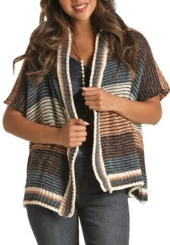 Striped Short Sleeve Kimono #46-2357