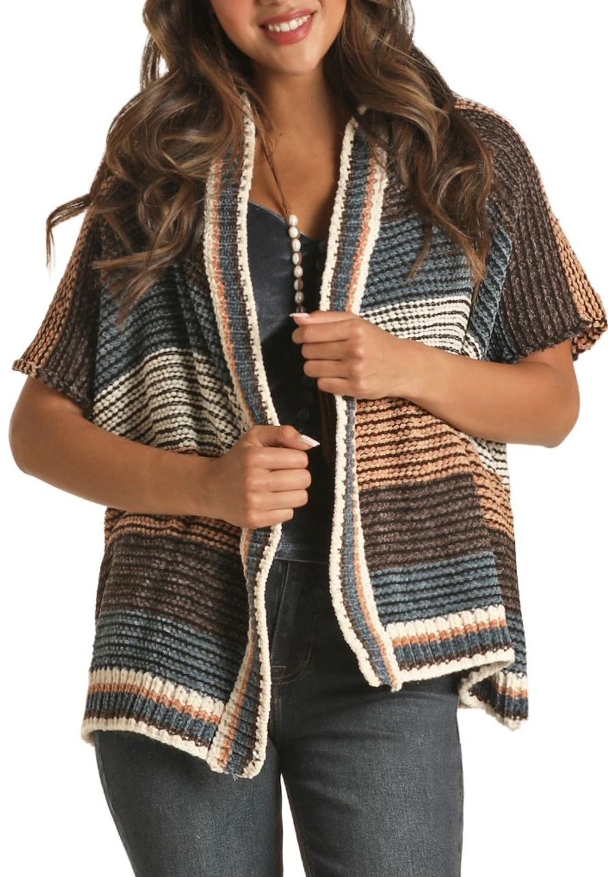 Striped Short Sleeve Kimono #46-2357 1 Striped Short Sleeve Kimono #46-2357