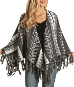 Aztec Fringe Poncho #46-2365
