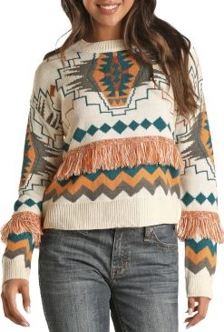 Aztec Fringe Sweater #46-2371