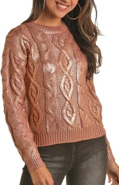 Metallic Cable Knit Sweater #46-6262