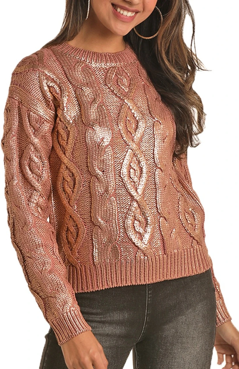 Metallic Cable Knit Sweater #46-6262 1 Metallic Cable Knit Sweater #46-6262