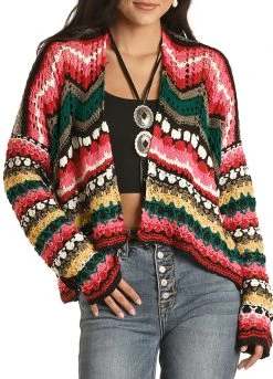 Cropped Crochet Cardigan #46-8433