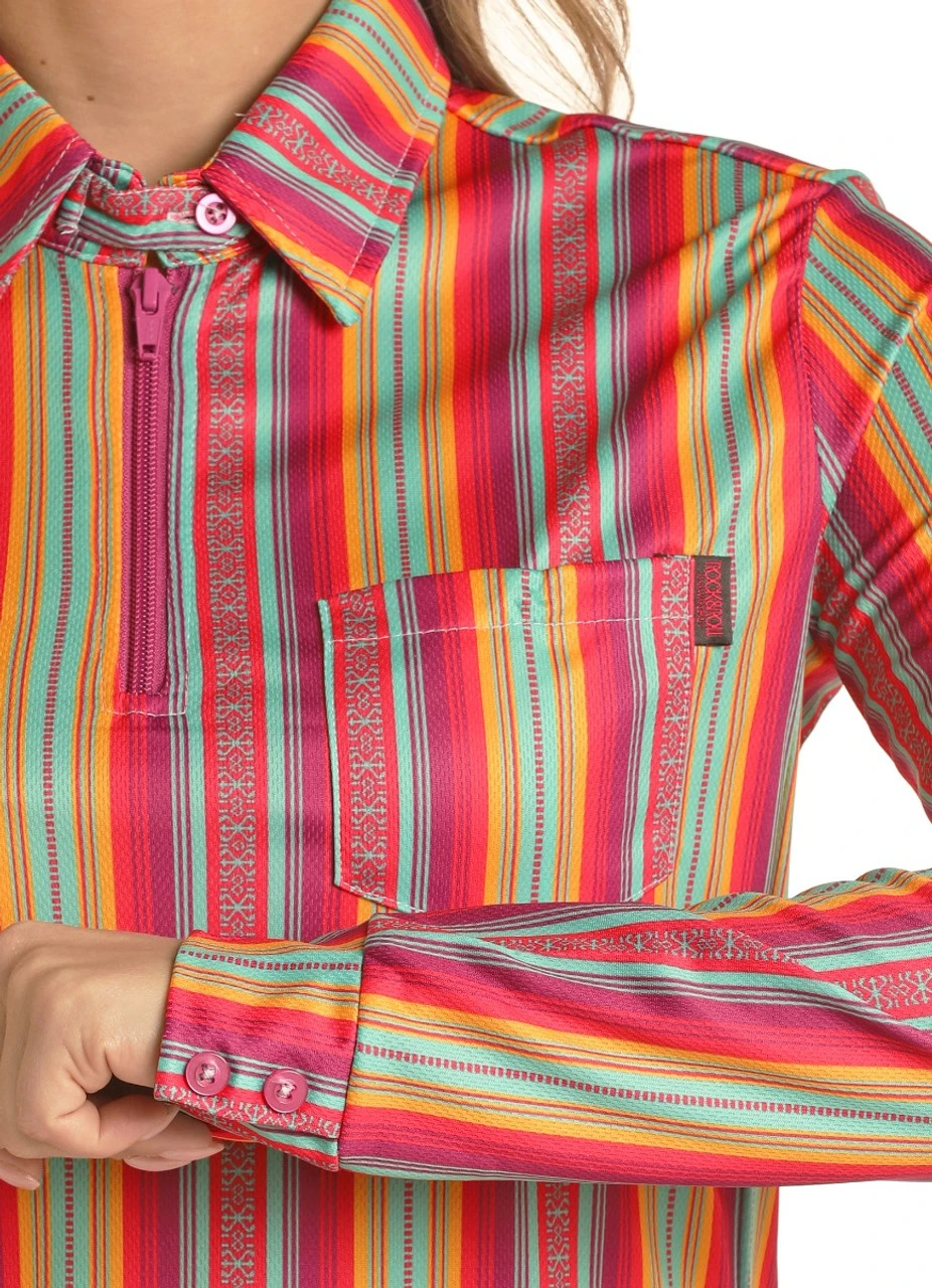 Striped Long Sleeve Zip-Up Core Knit Shirt #48Z4521 2 Striped Long Sleeve Zip-Up Core Knit Shirt #48Z4521 - Image 2