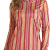 Striped Long Sleeve Zip-Up Core Knit Shirt #48Z4521
