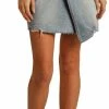 Mid Rise Extra Stretch Asymmetrical Denim Skirt #69-1676