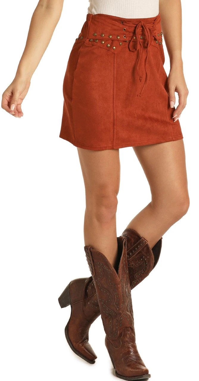 Microsuede Studded Mini Skirt #69-8400 2 Microsuede Studded Mini Skirt #69-8400 - Image 2