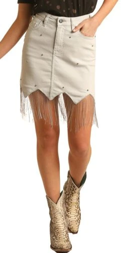 High Rise Extra Stretch Chain Fringe Skirt #69H3705