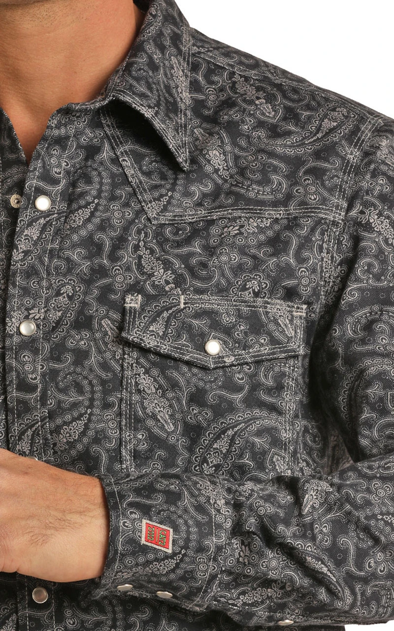Flame Resistant Paisley Print Long Sleeve Work Shirt #B2S6561 3 Flame Resistant Paisley Print Long Sleeve Work Shirt #B2S6561 - Image 3