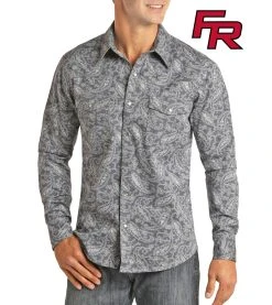 Flame Resistant Paisley Print Long Sleeve Work Shirt #B2S6562