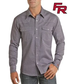 Flame Resistant Geometric Print Long Sleeve Work Shirt #B2S6564