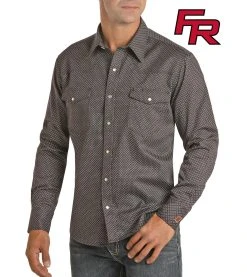 Flame Resistant Geometric Print Long Sleeve Work Shirt #B2S6565