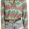 Chevron Print Long Sleeve Snap Shirt #B4S3022