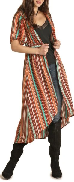 Stripe Print Kimono #B5K1505