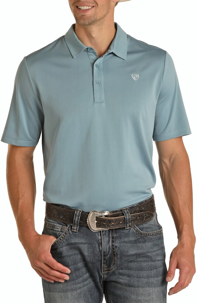 Rock & Roll Denim Blue Performance Polo #P9P8017 2 Rock & Roll Denim Blue Performance Polo #P9P8017 - Image 2