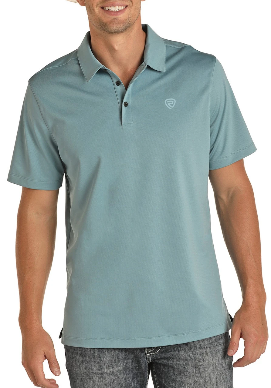 Rock & Roll Denim Blue Performance Polo #P9P8017 1 Rock & Roll Denim Blue Performance Polo #P9P8017