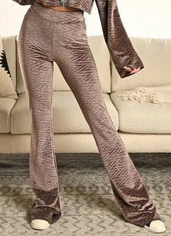 Rose Taupe Velvet Flare Loungewear Pant