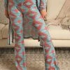 Blue And Red Aztec Flare Pant