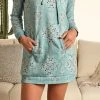 Turquoise Medallion Print Hoodie Dress