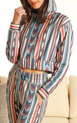 Aztec Print Cropped Hoodie