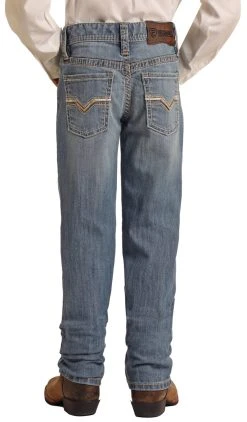 Slim Fit Revolver Beige Leather Pocket Bootcut Jeans