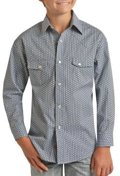 Geo Pattern Long Sleeve Snap Shirt (RRBSOSR0PN)