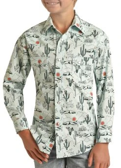 Dale Brisby Cactus Print Long Sleeve Snap Shirt (RRBSOSR0Q7)