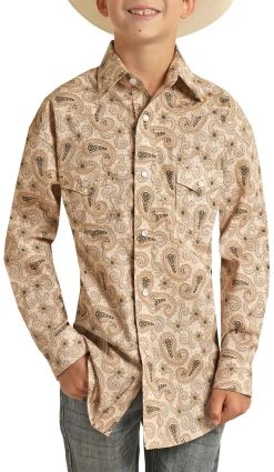 Paisley Print Long Sleeve Snap Shirt (RRBSOSR0QA)