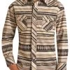 Aztec Pattern Long Sleeve Snap Shirt (RRBSOSR0QC)