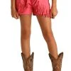 Mid Rise Extra Stretch Fringe Denim Shorts (RRGD68R0UJ)