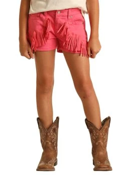 Mid Rise Extra Stretch Fringe Denim Shorts (RRGD68R0UJ)