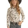Rodeo Print Long Sleeve Snap Shirt