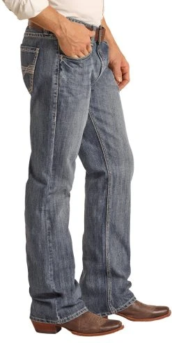 Relaxed Fit Two Tone Embroidered Bootcut Jeans -RodeoRave RRMD0DR0L4 BZ 83351.1669845974