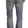 Relaxed Fit Two Tone Embroidered Bootcut Jeans