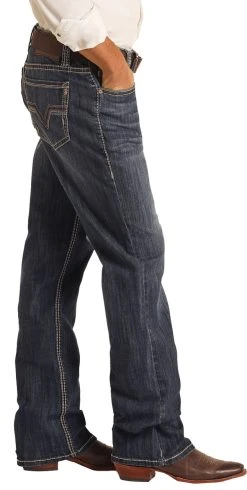 Relaxed Fit Stretch Leather V Bootcut Jeans -RodeoRave RRMD0DRZPI BZ 76426.1661911949