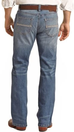 Relaxed Fit Rope Stitch Bootcut Jeans