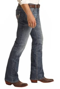 Regular Fit Leather V Straight Bootcut Jeans -RodeoRave RRMD0PRZSM AZ 47885.1650474894