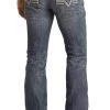 Regular Fit Leather V Straight Bootcut Jeans