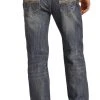 Relaxed Fit Stretch Ivory V Medium Wash Straight Bootcut Jeans
