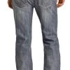 Relaxed Fit Two Tone Medium Wash Straight Bootcut Jeans