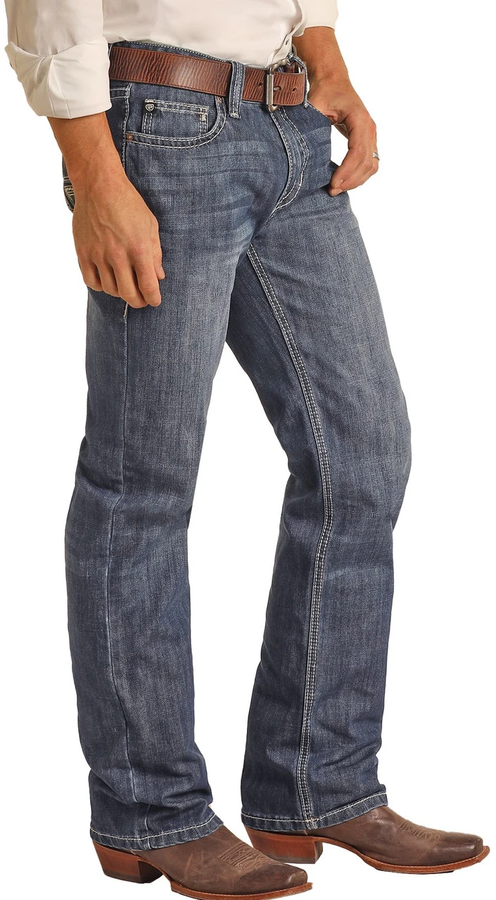 Relaxed Fit Ladder Stitch Dark Wash Straight Bootcut Jeans 3 Relaxed Fit Ladder Stitch Dark Wash Straight Bootcut Jeans - Image 3
