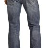 Relaxed Fit Ladder Stitch Dark Wash Straight Bootcut Jeans