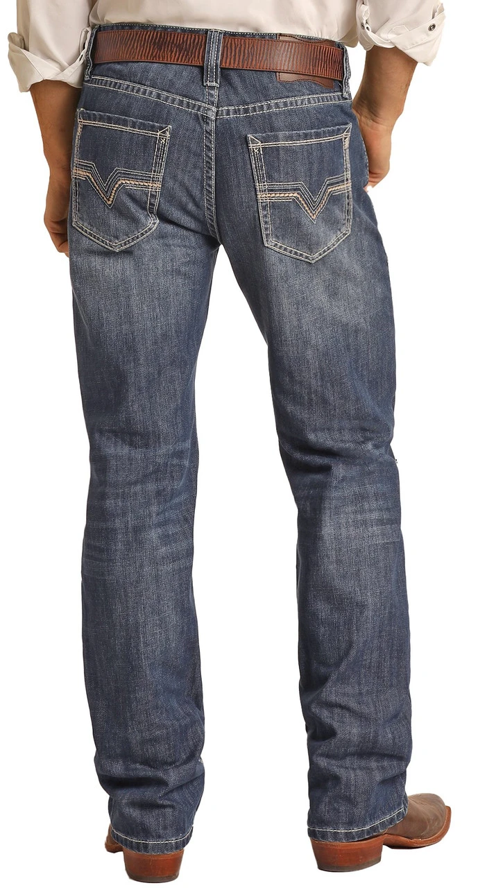 Relaxed Fit Ladder Stitch Dark Wash Straight Bootcut Jeans 1 Relaxed Fit Ladder Stitch Dark Wash Straight Bootcut Jeans