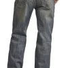 Relaxed Fit Stretch V Stitch Medium Wash Straight Bootcut Jeans