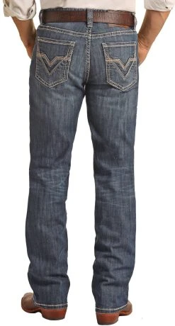 Relaxed Fit Stretch Double V Straight Bootcut Jeans
